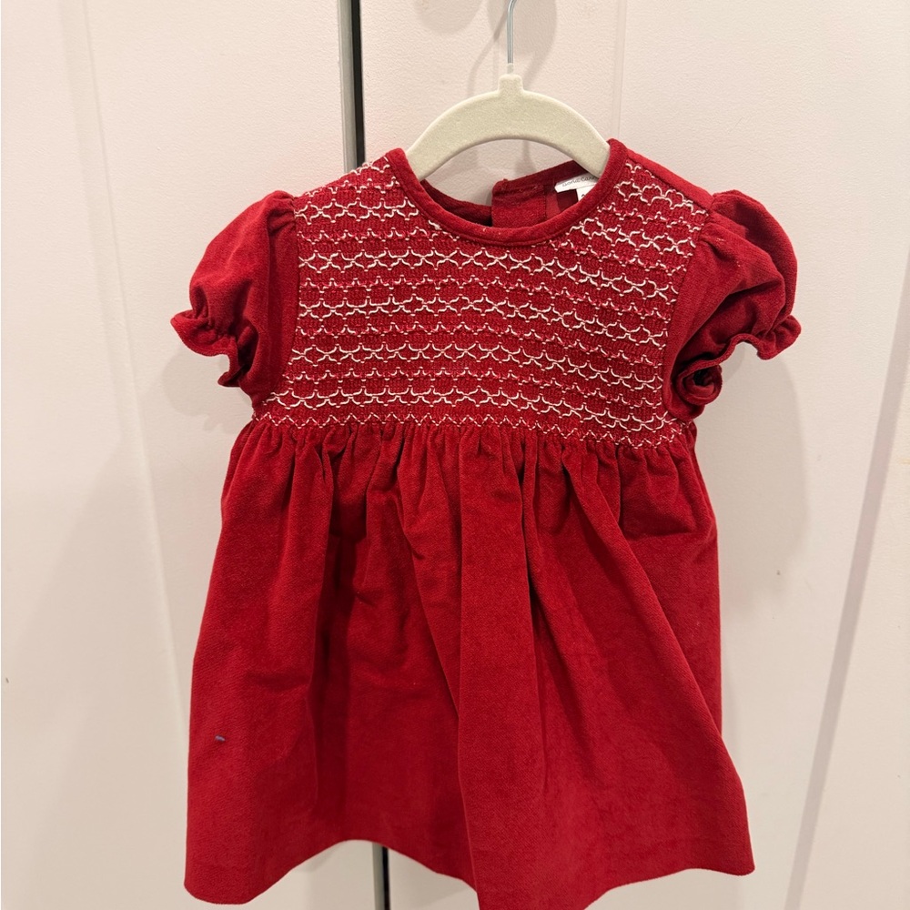Elegant Red Smocked Kids Blouse